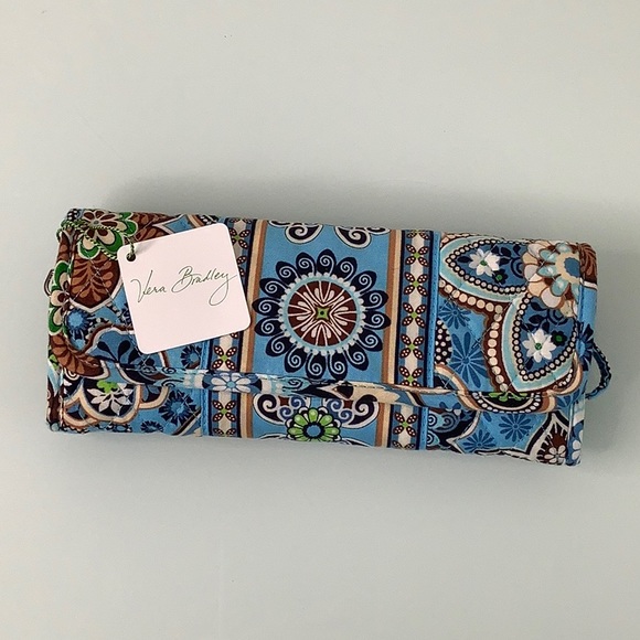 Vera Bradley Bali Blue Sleek wallet crossbody Clutch purse NWT - Picture 2 of 16